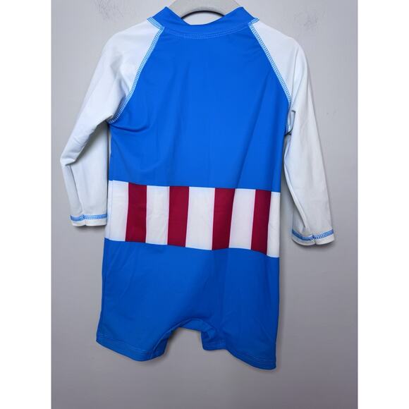Cuddle Club CAPTAIN AMERICA SUNSUIT One Piece Rashguard Swimsuit Size 4T - Picture 6 of 6